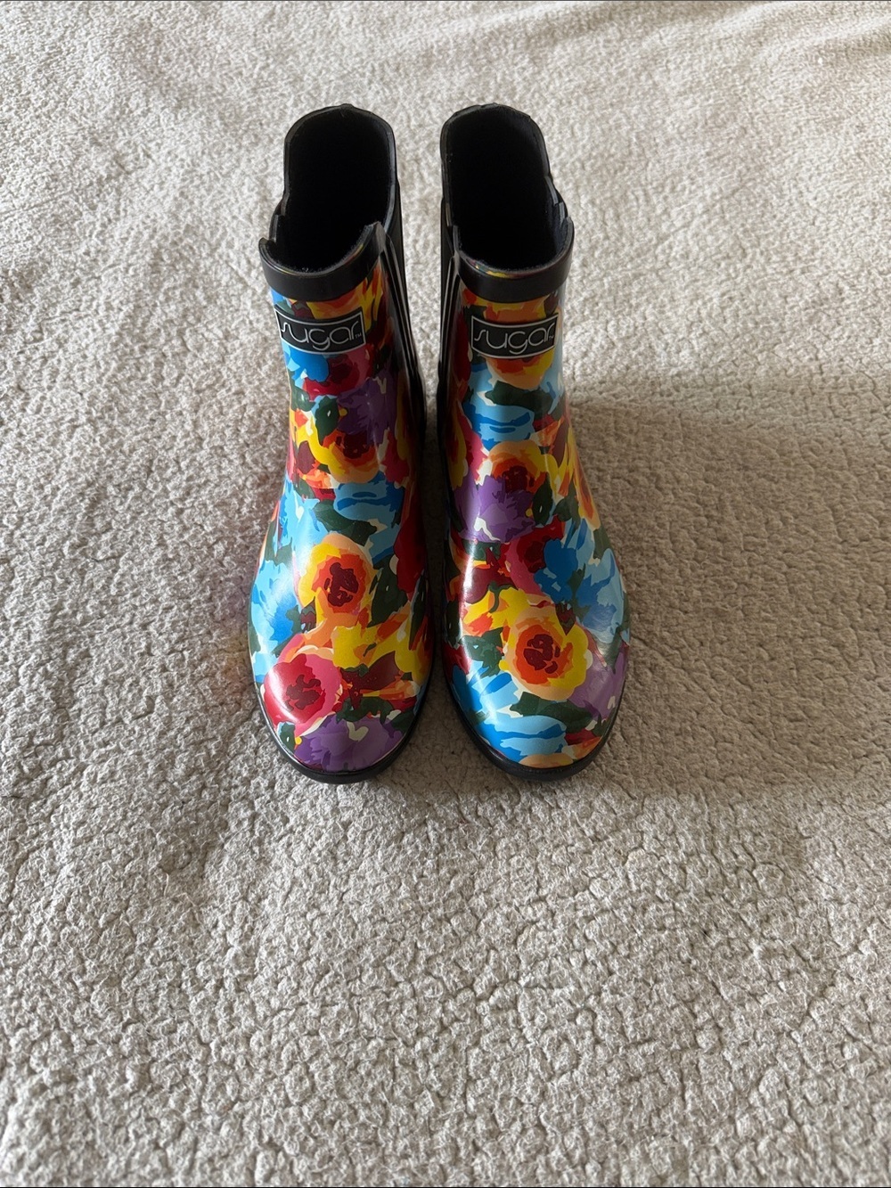Sugar Floral Multicolor Rain Boots Size 9